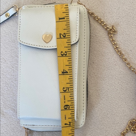 White faux leather Crossbody Bag / Wristlet with pocket for Cellphone - Picture 6 of 8